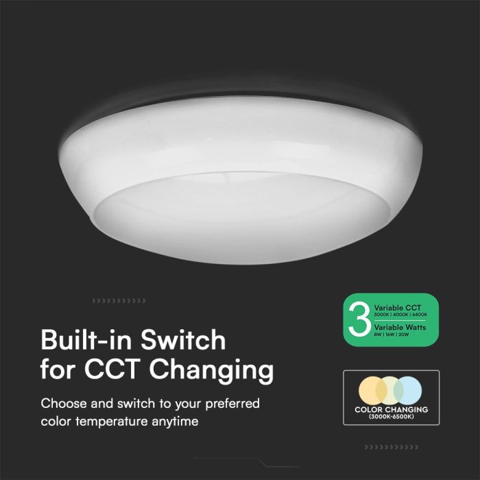 Luz LED de Cúpula Redonda - Sensor de Mamparo - Samsung - 130lm/w - IP65 Impermeable - 20W - 2600 Lumens - 3IN1-extra-5.webp