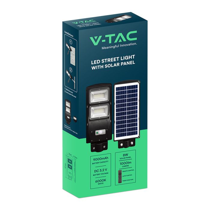 V-TAC Farola Solar - IP65 Impermeable - Negra - 1000 Lúmenes - 6000K-extra-13.webp