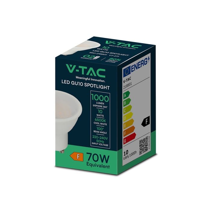 Dicroica LED V-TAC - 100lm/w - GU10 - Lente 100° - IP20 - Blanco - 10W - 1000 Lumens - 6500K-extra-7.webp