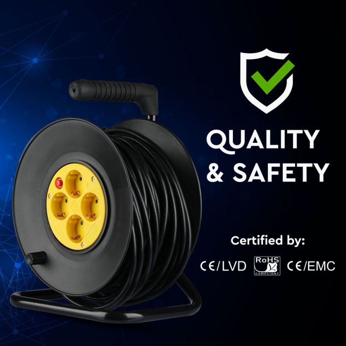 V-TAC Cable alargador resistente - IP20 - Amarillo y negro - 25m de cable-extra-4.webp