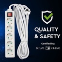 V-TAC Adaptadores y Tomas de Corriente - 5 Vías - Toma de Extensión para Interruptor - IP20 - Blanco - 5m de Cable-extra-7.webp