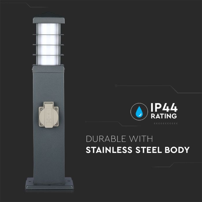 V-TAC Adaptadores y Tomas - 2 Vías - Tomas de Jardín - E27 - IP44 - Oscuro - Gris-extra-1.webp