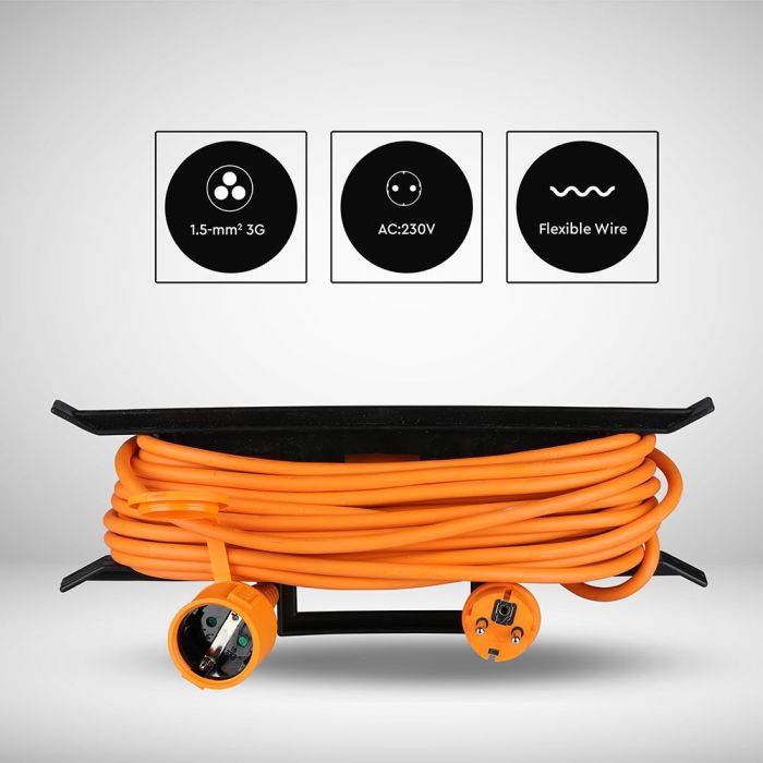 V-TAC Cable de extensión de alta resistencia - IP44 - Naranja y Negro - 15m de cable-extra-4.webp