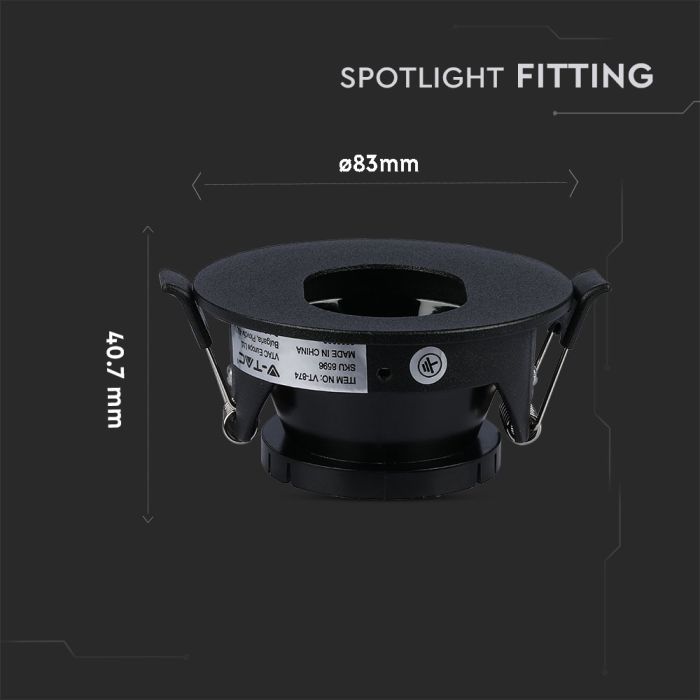 V-TAC LED Aro redondo - Empotrable - GU10 - IP20 - Negro + Negro-extra-3.webp