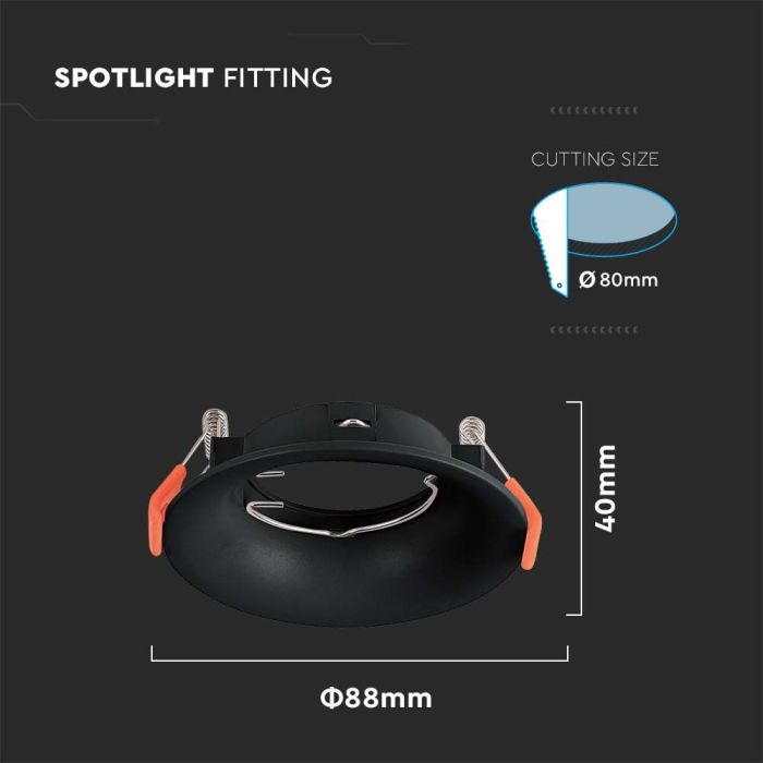 V-TAC LED Aro redondo - Empotrable - GU10 - IP20 - Negro-extra-2.webp