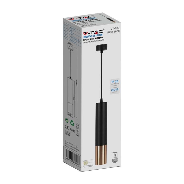 Lámpara Colgante V-TAC - GU10 - IP20 - Negro + Oro-extra-7.webp