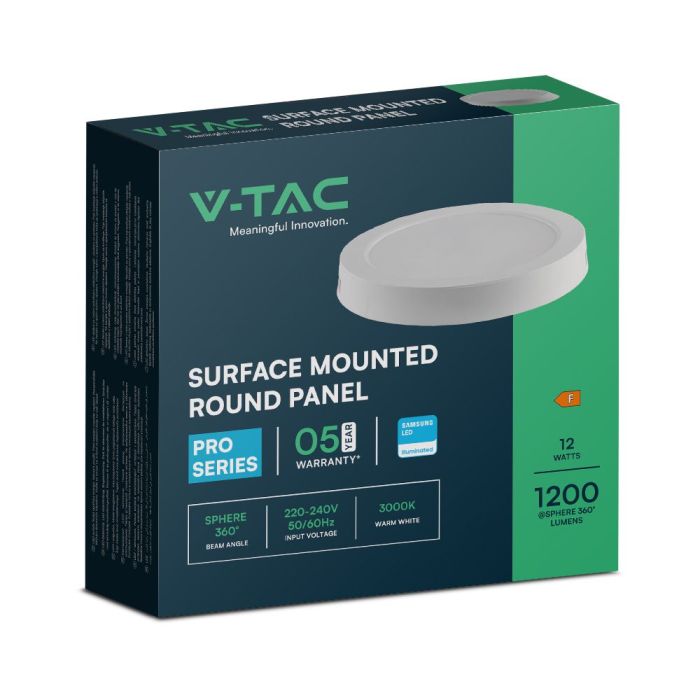 Mini panel LED V-TAC - Samsung - Superficie retroiluminada - IP20 - Blanco - 12W - 1200 Lúmenes - 3000K-extra-6.webp