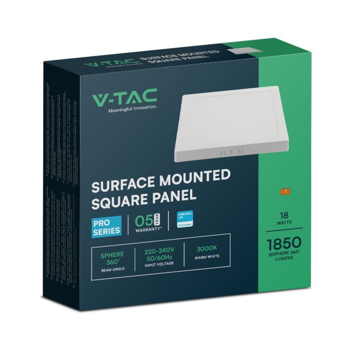 Mini panel LED V-TAC - Samsung - Superficie retroiluminada - IP20 - Blanco - 18W- 1850 Lúmenes - 3000K-extra-6.webp