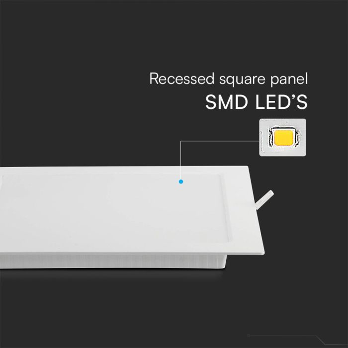 V-TAC LED Cuadrado Mini Panel - Samsung - Retroiluminado Empotrado - IP20 - Blanco - 12W - 1200 Lúmenes - 3000K-extra-4.webp