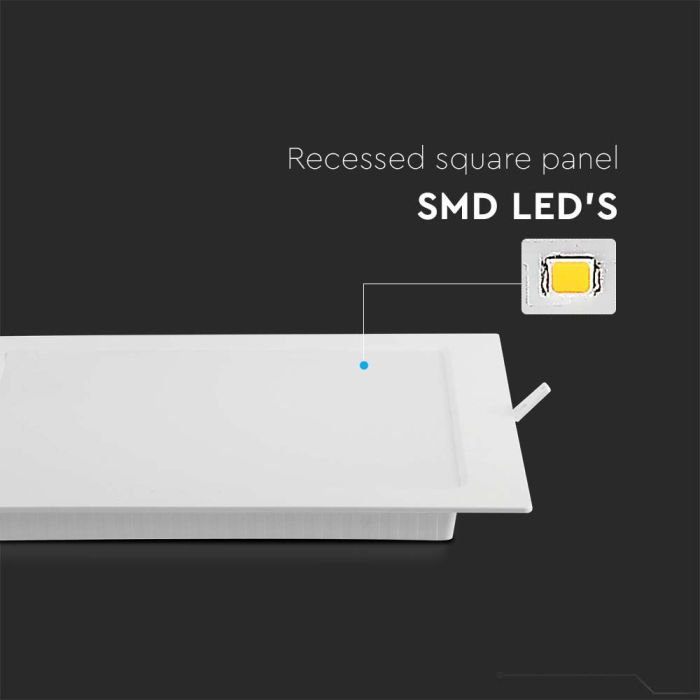 V-TAC LED Mini Panel - Retroiluminado Empotrado - IP20 - Cuerpo Blanco - 18W- 1850 Lúmenes - 3000K-extra-4.webp