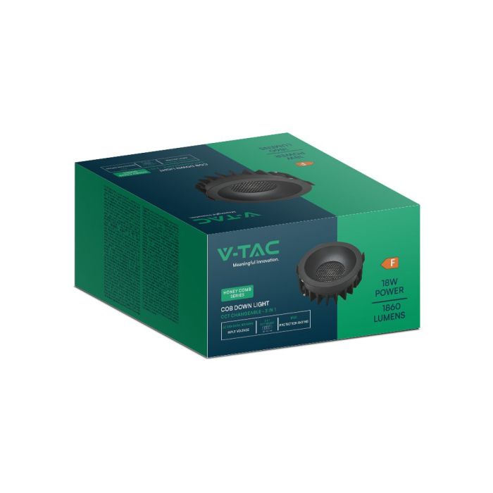 V-TAC LED Down Light - Bridgelux - IP20 - Negro + Negro - 18W - 1860 Lumens - 3IN1-extra-8.webp