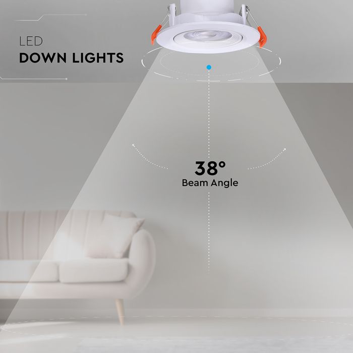 V-TAC LED Down Light - CCT - IP20 - Blanco - 7W - 510 Lumens - 3In1-extra-5.webp