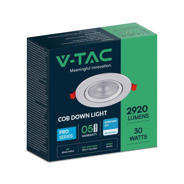 V-TAC LED PRO Foco empotrable Ajustable - Samsung - IP20 - 30W - 2920 Lumens - 6400K-extra-9.webp