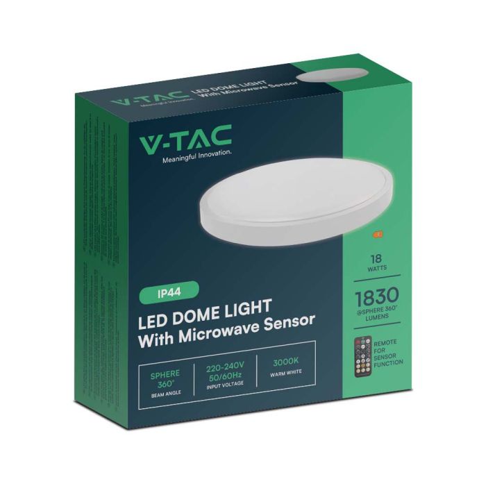 V-TAC LED Plafón redondo - Sensor - IP44 - Blanco - 18W- 1830 Lumens - 6500K-extra-9.webp