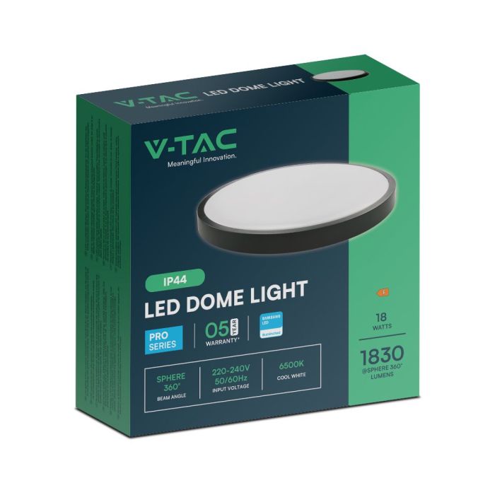 V-TAC LED Plafón redondo - Samsung - IP44 - Negro - 18W- 1830 Lumens - 6500K-extra-7.webp