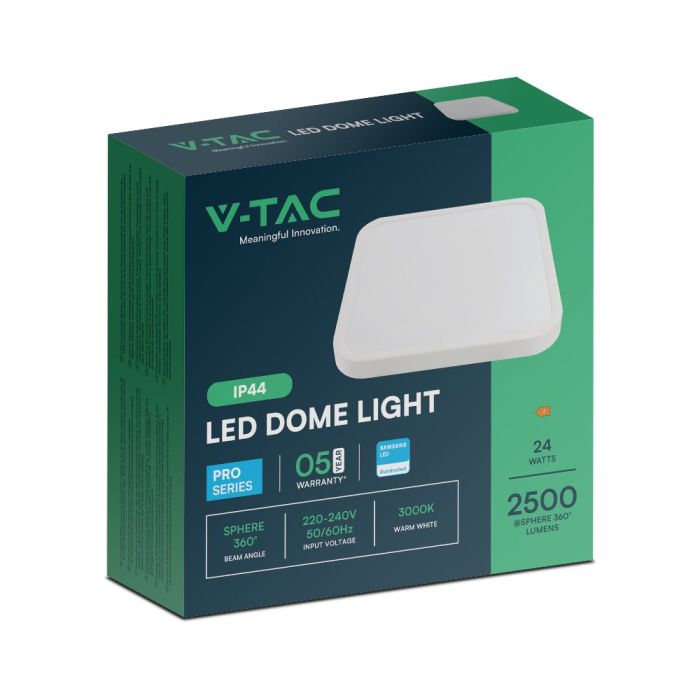 V-TAC LED Plafón cuadrado - Samsung - IP44 - Blanco - 24W- 2500 Lumens - 4000K-extra-7.webp