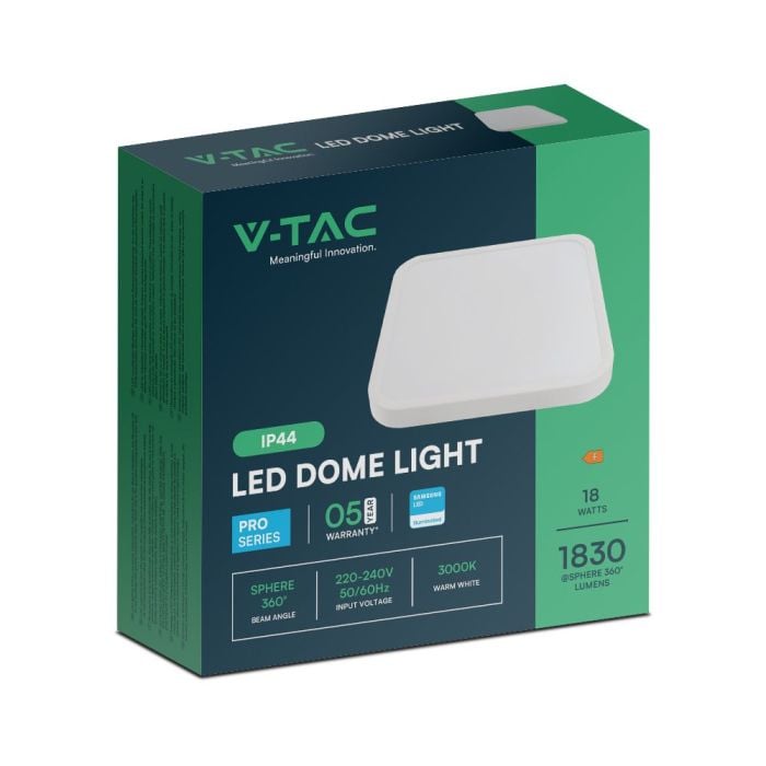 V-TAC LED Plafón cuadrado - Samsung - IP44 - Blanco - 18W- 1830 Lumens - 4000K-extra-7.webp