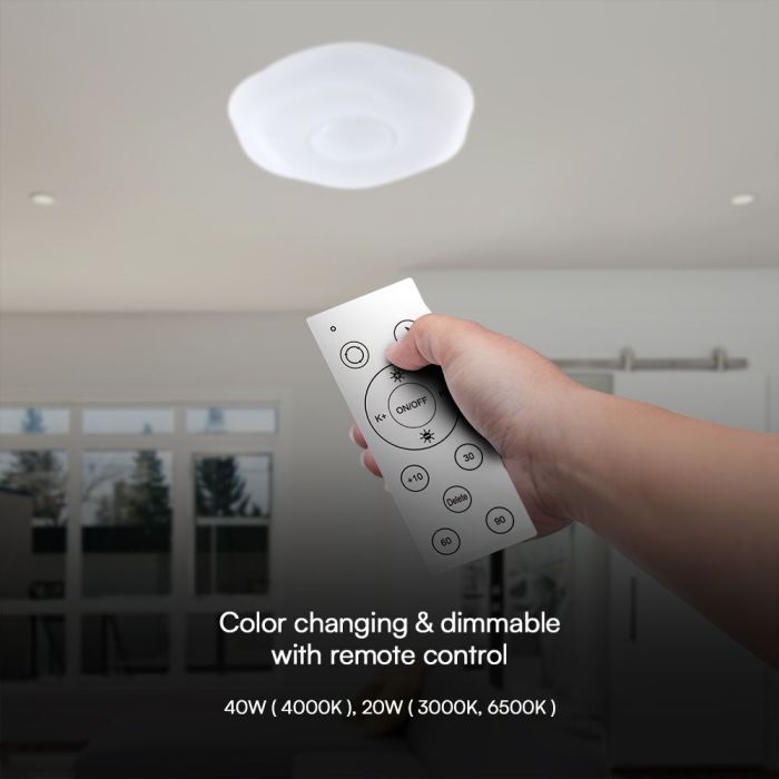 V-TAC Lámpara de techo de diseño - Mando a distancia con cambio de color - IP20 - 40W- 4000 Lumens - 3IN1-extra-6.webp