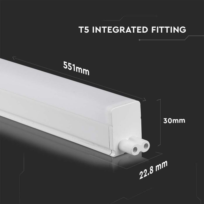 V-TAC Regleta LED T5 Integrada - Samsung - IP20 - Blanca - 7W- 700 Lumens - 4000K-extra-2.webp