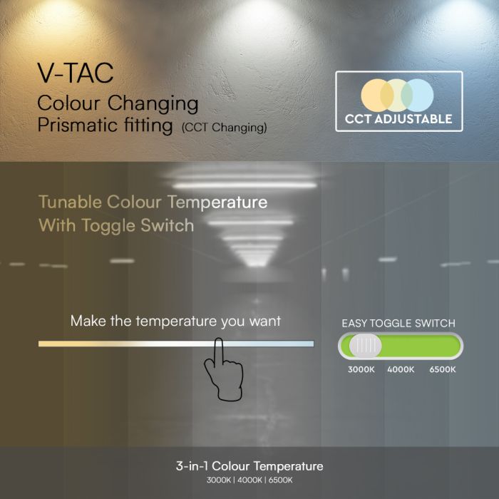 V-TAC Prismatic LED Pantalla estanca - 120lm/w - IP20 - Blanco - 50W- 6000 Lumens - 3IN1 - 150CM-extra-7.webp