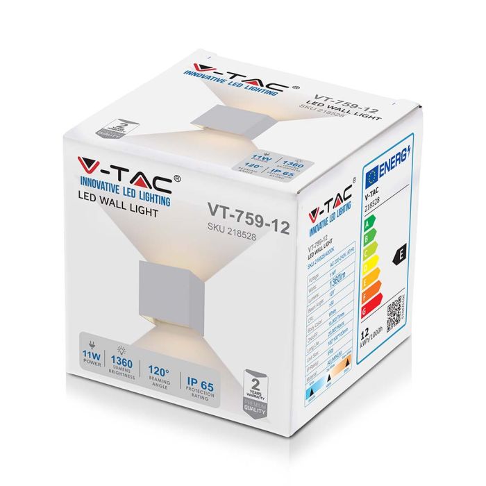V-TAC LED Aplique Cuadrado - Bridgelux - IP65 Estanco - Blanco - 11W - 1360 Lumens - 4000K-extra-5.webp