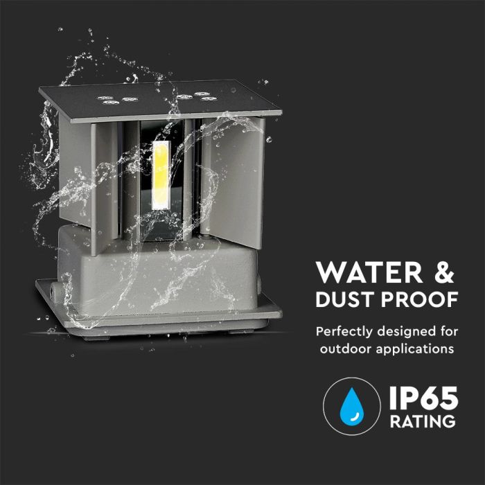 V-TAC LED Aplique Cuadrado - Bridgelux - IP65 Estanco - Gris - 11W - 1360 Lumens - 4000K-extra-7.webp
