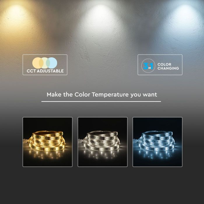 Tira de luz LED V-TAC - IP65 Impermeable - 3IN1 - Precio/1m (5m Rollo)-extra-8.webp