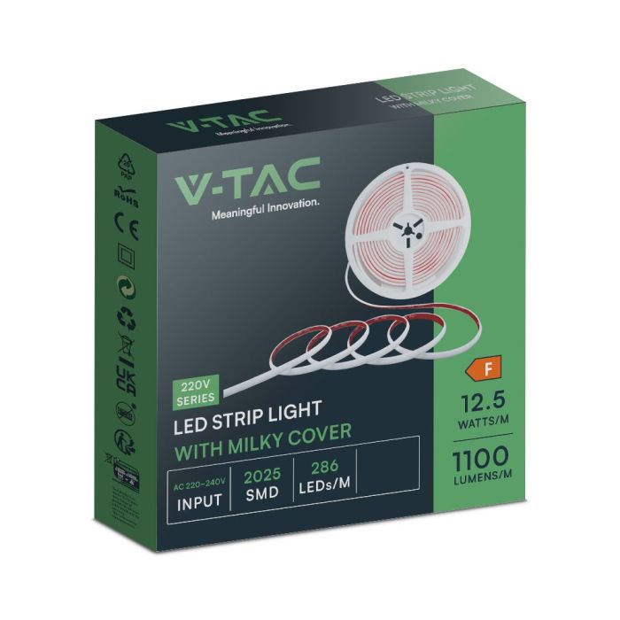 Tira de luz LED V-TAC - 220V - IP65 Impermeable - 3000K - 5m Rollo-extra-8.webp