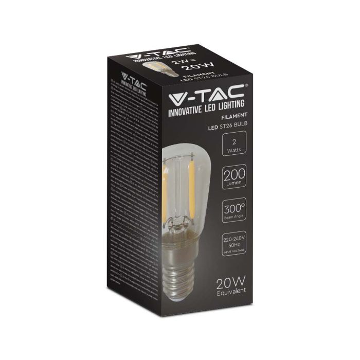 Bombilla LED V-TAC - Soporte ST26 E14 - IP20 - Transparente - 2W - 200 lúmenes - 3000K-extra-5.webp
