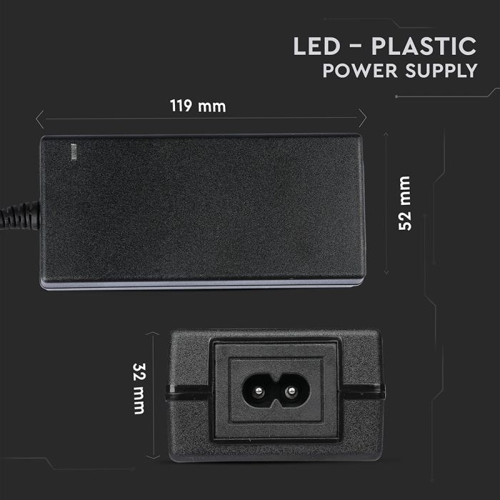 Tiras de luz LED V-TAC - Accesorios - Fuente de alimentación de plástico - IP44 - Negro - 60W-extra-1.webp
