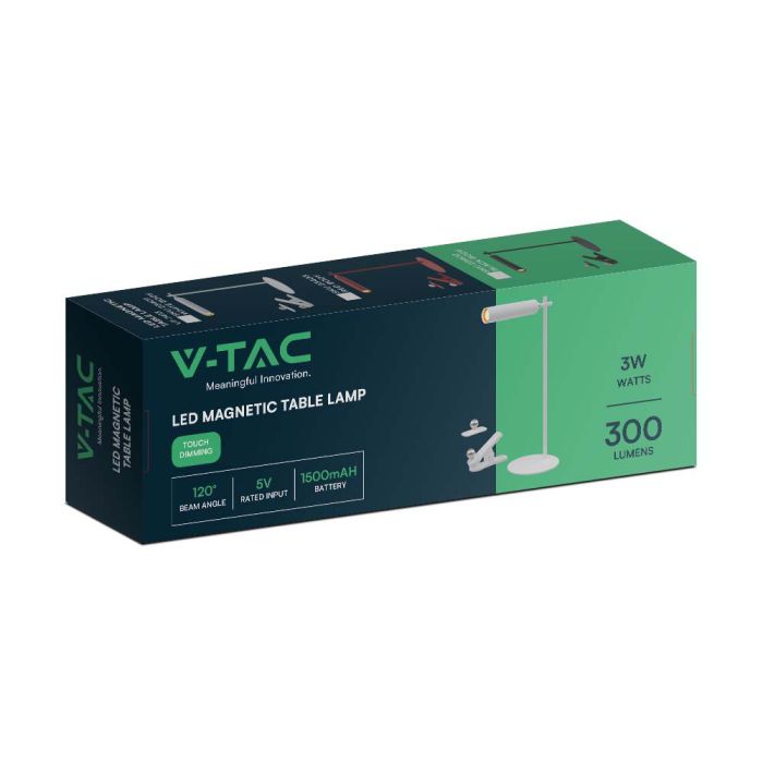 V-TAC Lámpara de Sobremesa Recargable - IP20 - Blanca - 3W - 300 Lumens - 4000K-extra-8.webp