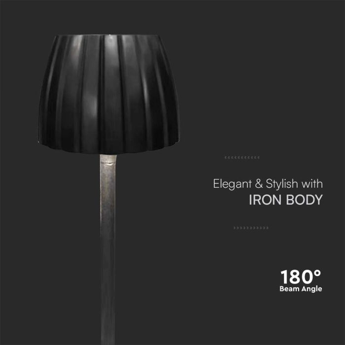 V-TAC Lámpara de Sobremesa Recargable - IP20 - Negra - 2.7W- 110 Lumens - 3IN1-extra-4.webp