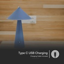 V-TAC Lámpara de Sobremesa Recargable - IP20 - Azul - 3W - 240 Lumens - 3IN1-extra-6.webp