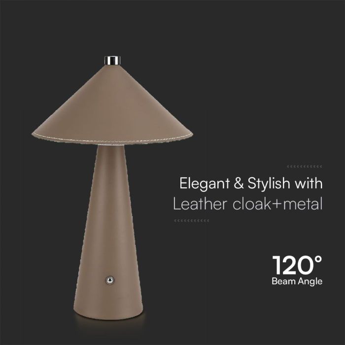 V-TAC Lámpara de Sobremesa Recargable - IP20 - Marrón - 3W - 240 Lumens - 3IN1-extra-4.webp