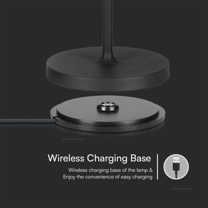 V-TAC Lámpara de mesa de carga inalámbrica - IP54 - Negra - 1.5W- 150 Lumens - 3000K-extra-8.webp
