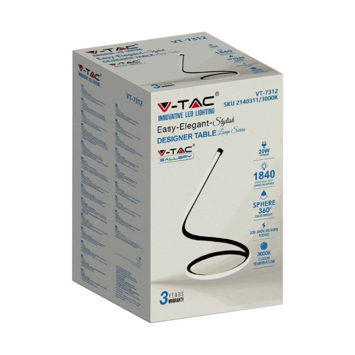 V-TAC Lámpara de Mesa Flexible - IP20 - Cuerpo Negro - 20W - 1840 Lumens - 3000K-extra-7.webp