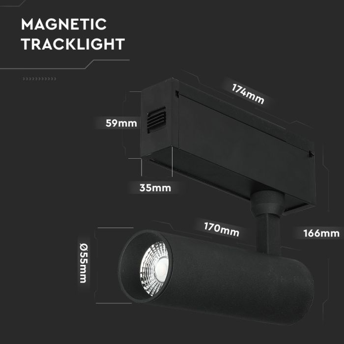V-TAC LED Foco de carril magnético- IP20 - 15W - 900 Lumens - 3000K-extra-2.webp