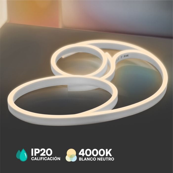 V-TAC Tira de Luz LED - Backlite Neon Flex - IP65 Impermeable - 4000K - Precio/1m (Rollo 10m)