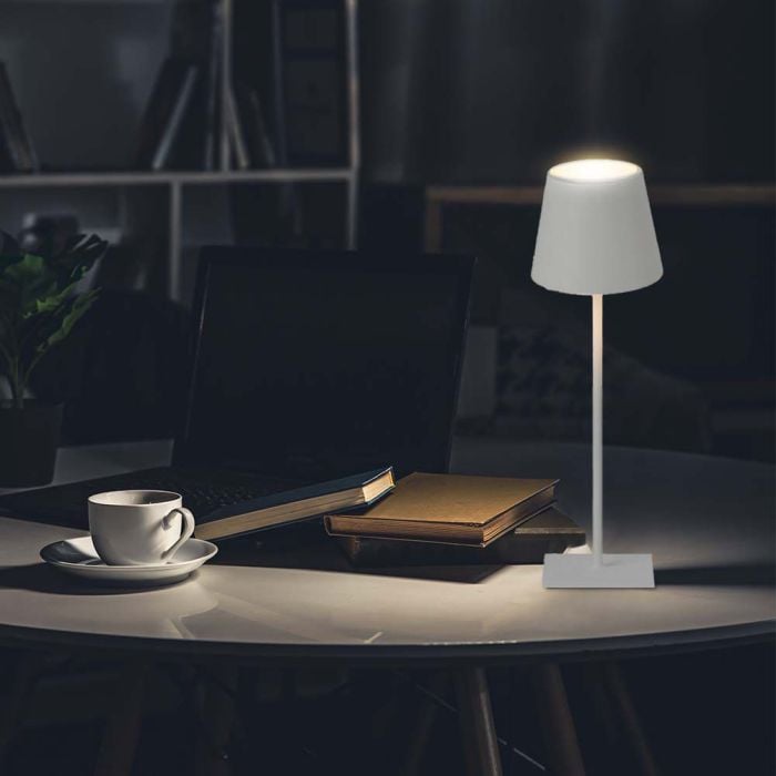 V-TAC Lámpara Recargable de Mesa - Lámparas de Escritorio - IP20 - Blanca - 3W - 70 Lumens - 3000K