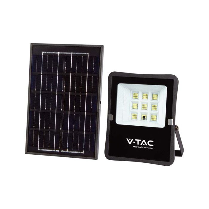 Proyector Solar V-TAC - IP65 Impermeable - Cuerpo Negro - 400 Lumens - 4000K