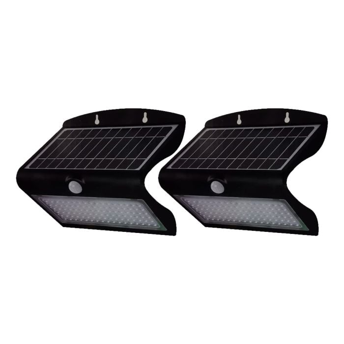 Aplique Solar V-TAC - IP65 Impermeable - Negro - 8W - 850 Lumens - 4000K - Pack de 2