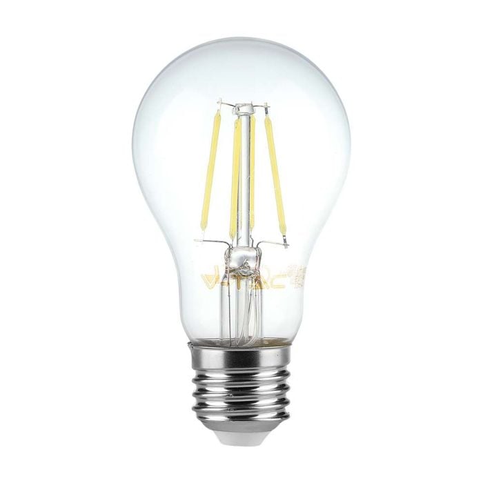 Bombilla LED V-TAC - E27 Transparente - Filamento - A60 - Soporte E27 - IP20 - 6W - 600 Lumens - 3000K