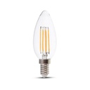 Bombilla LED V-TAC - Clara - Vela - Transparente - Soporte E14 - IP20 - 4W - 400 Lumens - 3000K