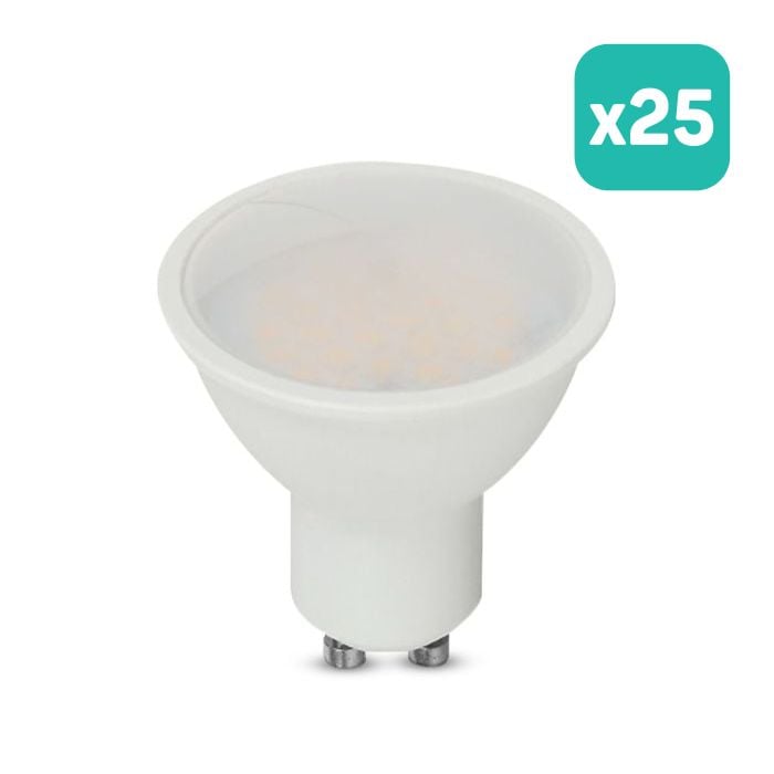 V-TAC LED Spot Light - 100lm/w - GU10 - Lente 100° - IP20 - Blanco - 10W - 1000 Lumens - 4000K - Pack de 25