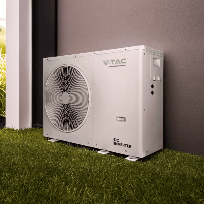 Bomba de Calor V-TAC 10kW Monofásica - ATW Monobloc - R32 - Ventilador DC - 220-240V