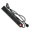 Adaptadores y tomas V-TAC - 8 vías - Toma de extensión de interruptor - IP20 - Negro - Cable de 1,5 m
