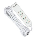 Adaptadores y tomas V-TAC - 3 vías - Toma de extensión USB - IP20 - Blanco - Cable de 5 m