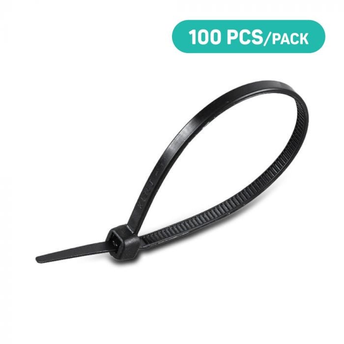 V-TAC Brida de Nylon - 2.5 x 200mm - Negra - 100 Piezas/Paquete