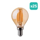 Bombilla LED V-TAC - Golf - Soporte E14 - IP20 - Ámbar - 4W - 350 Lumens - 2200K - Pack de 25