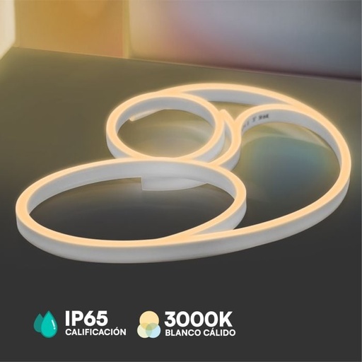 [2513] V-TAC Tira de Luz LED - Neon Flex - IP65 Impermeable - 8W- 320 Lumens - 3000K - Precio/1m (Rollo de 10m)